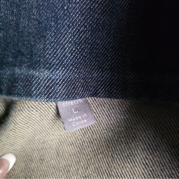 J Jill Denim Trucker Jean Jacket Sz L  Capsule Casual Classic Stretch Cotton - Picture 8 of 9